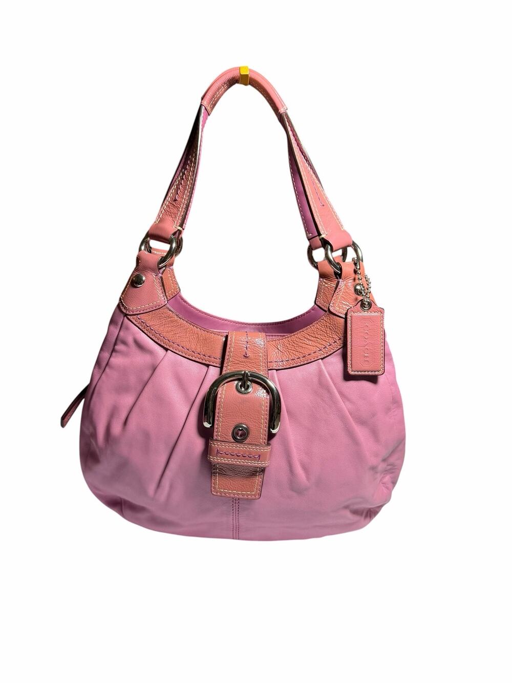 Coach F15527 Soho Lynn Medium Hobo Purple Rose Leather Shoulder Bag Y2K 2010